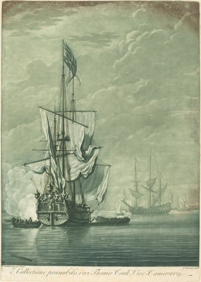 トーマス・クックのコレクションからの出荷シーン 作： Elisha Kirkall after Willem van de Velde the Elder