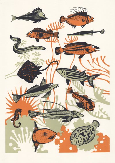 Orange Seaweed Fish、2015年（スクリーンプリント） 作： Eliza Southwood