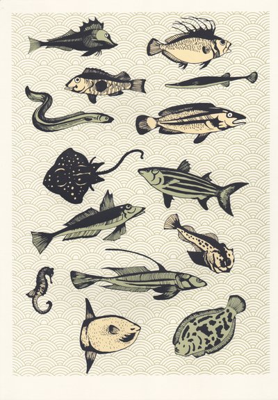 黄色い日本魚、2016（スクリーンプリント） 作： Eliza Southwood