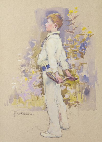 Alec in Whites（水彩・紙 作： Elizabeth Adela Stanhope Forbes