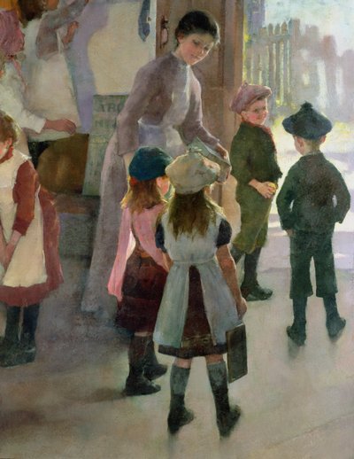学校は外に出ている、1889年（詳細は77650） 作： Elizabeth Adela Stanhope Forbes