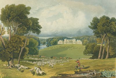 ロバートハヴェル（1769-1832）1818年に彫刻されたノーフォークのホルカムホールの景色（カラー彫刻） 作： Elizabeth Blackwell