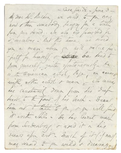 1859年6月3日、フィレンツェ、カーサジュディ、ジョンラスキンへの直筆手紙 作： Elizabeth Browning