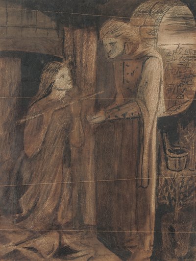 クラークサンダース（アラビアガムと引っかき傷のある水彩画、紙の上） 作： Elizabeth Eleanor Siddal