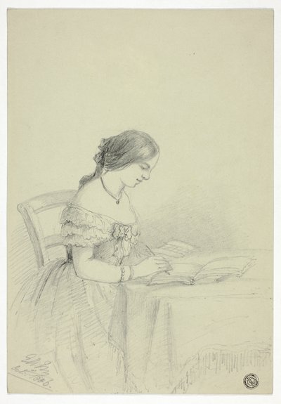 女性の水彩画（おそらく自画像） 作： Elizabeth Murray
