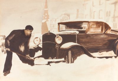 車を掘り出す、1934年。 作： Elizabeth R. Dewey