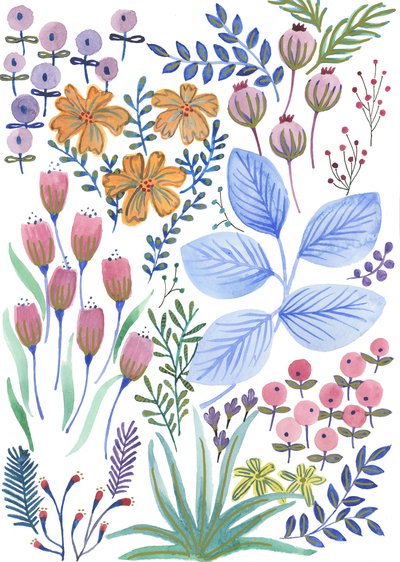春の花、2017年（水彩画） 作： Elizabeth Rider