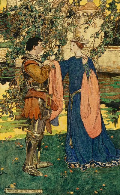 He Gazed at Her, His Face Kindling」（紙にペン＆インク＆水彩） 作： Elizabeth Shippen Green
