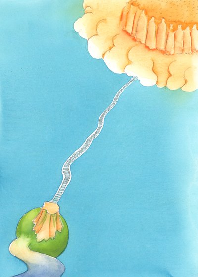 地球上の恵みの生活は、天国へのはしごがある明るい山のようなものです。恵みがなければ、2003年の地獄へと続く広い道を歩き回るのは簡単です（紙にw - c） 作： Elizabeth Wang