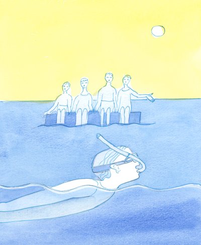 自分の興味に夢中になりすぎて、良いことでも、愛と忠誠に値する人の言うことを聞かない人は、シュノーケルをして彼を切ることを選んだスイマーのようなものです。 作： Elizabeth Wang