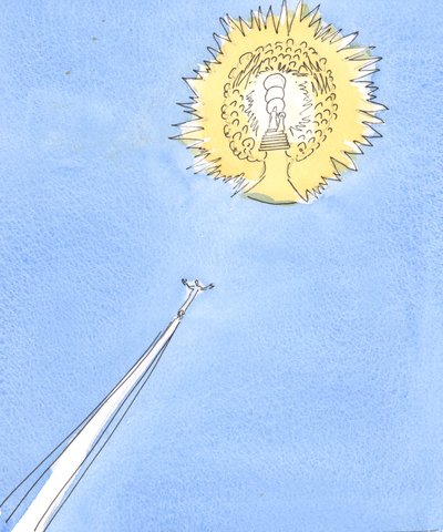煉獄から解放された魂は、ロケットのように遠くの「太陽」に向かって舞い上がります。これは、2004年の天国の輝きです（紙にw - c） 作： Elizabeth Wang