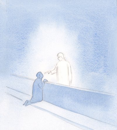 私の不安はすべて彼の手に触れることで止められました。彼は私に彼の友人としての私の尊厳を示し、私に信頼するように促しました。、2000年（紙にw - c） 作： Elizabeth Wang