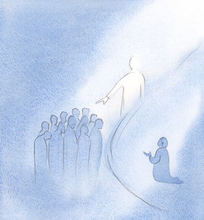 キリストが私の魂に入ったとき、彼は彼の手を差し出し、私が祈りの中で抱きしめているすべての愛する人たちを祝福しました。、2000年（紙にw - c） 作： Elizabeth Wang