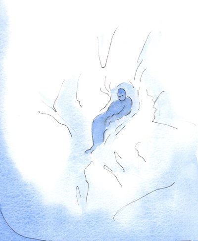 雪原で遊んだ後、子供が休むので、私が信頼して神に立ち返るときはいつでも、神の神性に抱かれ、神の中で休むことができます。2003年（紙にw - c） 作： Elizabeth Wang