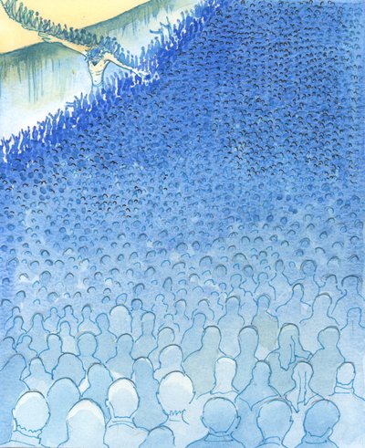 人々が死に向かって、そして深淵に向かって移動するにつれて、2003年に反対側への橋を見ることができない人もいます（紙にw - c） 作： Elizabeth Wang