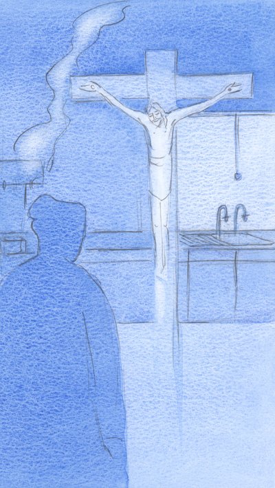 愛する方法についてキリストに尋ねると、彼は私の魂の目に現れました、2000年（紙にw - c） 作： Elizabeth Wang