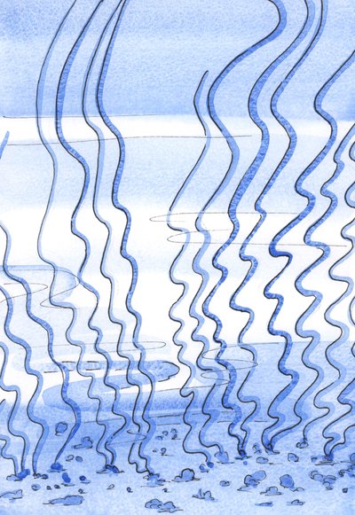 精神的な旅の初めに、魂は雑草によって「通行不能」にされた海底のその部分に似ています、2002年（紙にw - c） 作： Elizabeth Wang