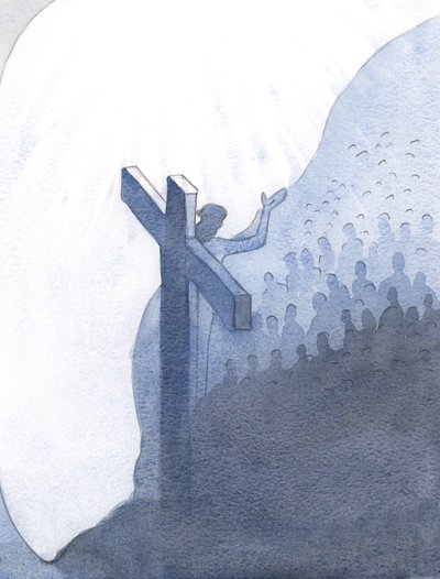 彼の神の思いやりによって、そして地球上の彼自身の人々との連帯によって、キリストは人類全体の罪を覆い隠しました。、2001年（紙にw - c） 作： Elizabeth Wang