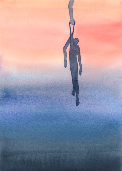 愛情深い祈りの単なる糸によって、私たちは誰かを危険から守り、神の光に向かって引き寄せることができます、2002年（紙にw - c） 作： Elizabeth Wang