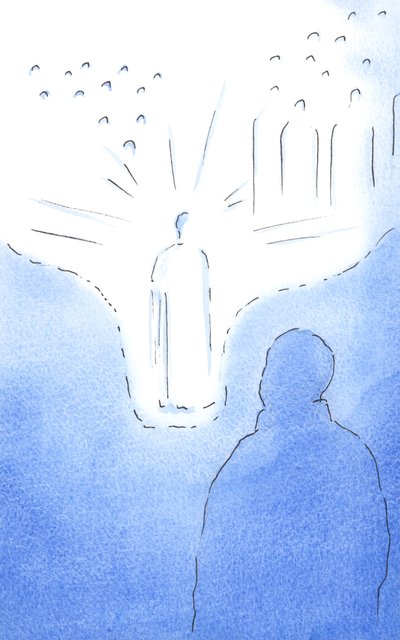 祈りによって、まるで天国の床が下がるように、私たちは天国の聖人たちに非常に近づきます。私たちのすべての信仰の行為は私たちをさらに近づけます、2002年（紙にw - c） 作： Elizabeth Wang
