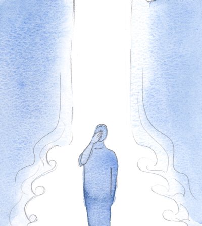 十字架の印と使徒的祝福の受け入れによって、神の力が注ぎ出され、恵みと至福が増しました。、2001年（紙にw - c） 作： Elizabeth Wang