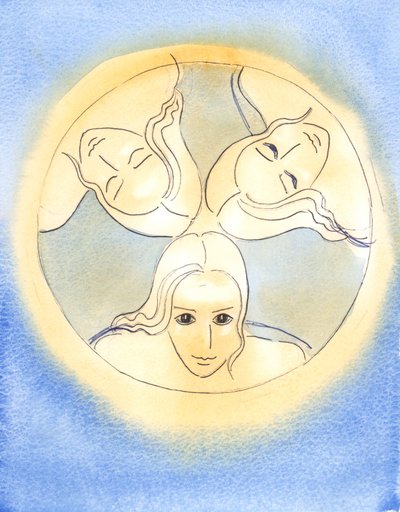 このイメージによって、主は三人の神が一つの神であることを思い出させてくれました-聖なる、分割されていない、2003年（紙にw - c） 作： Elizabeth Wang