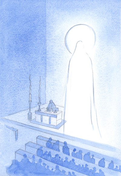 キリストと彼の聖母は今天国で栄光に生きています。このように栄光を与えることは、雄大であり、あらゆる点で完璧であることです、2001年（紙にw - c） 作： Elizabeth Wang