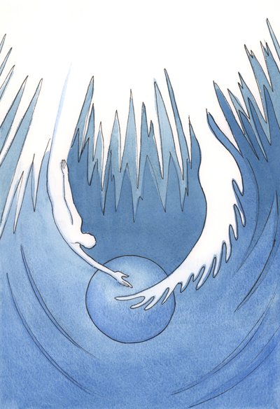 キリストと聖霊は、2001年に地球を抱く父からの2本の腕のようなものです（紙にw - c） 作： Elizabeth Wang