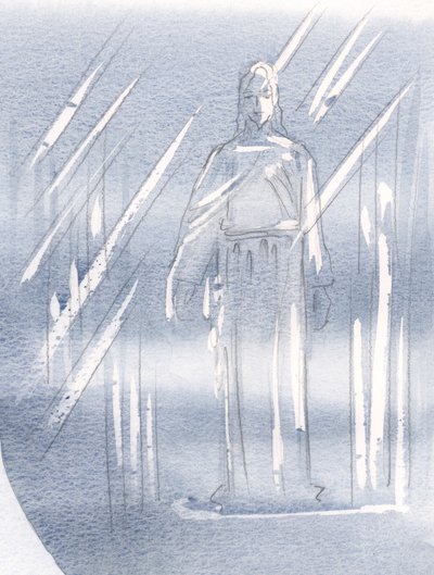 キリストは2つのベールの後ろに隠されています、2000年（紙にw - c） 作： Elizabeth Wang
