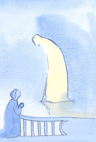 私たちが2002年にキリストに目を向けると、キリストは優しくて親切です（紙にw - c） 作： Elizabeth Wang