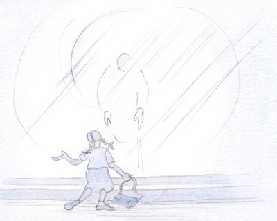 キリストは、私たちが悲しみの中で彼に挨拶しているのか、騒々しい喜びの中で女子高生のように、私たちの気分が何であれ、私たちに優しいです。、2001年（紙にw - c） 作： Elizabeth Wang