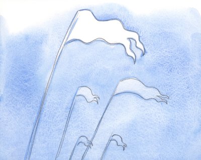キリストは悔い改めた魂の中での彼の恵みの働きに勝利を収めています。それは今や明るい旗のように輝いています、2000年（紙にw - c） 作： Elizabeth Wang