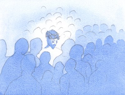 キリストは聖体拝領で、愛する心に来るのが大好きです。苦くて憤慨している心は、2002年の彼の聖なる情熱で感じたように彼を感じさせます（紙にw - c） 作： Elizabeth Wang