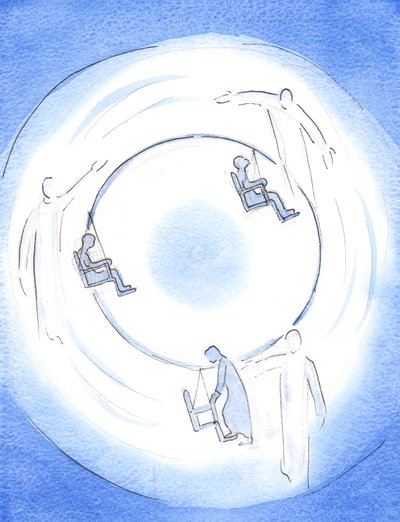 それぞれの神聖な人は、魂を組合の高みに引き込むために働いています。父、子、聖霊-一つの神-は愛情を込めて気配りがあり、2003年に意欲的な魂を高く引き上げます（紙にw - c） 作： Elizabeth Wang