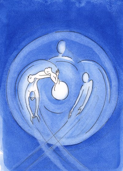 永遠に、マリアから生まれた神の子は、2002年の聖霊の力で、父の心の白熱した愛から湧き出ます（紙にw - c） 作： Elizabeth Wang