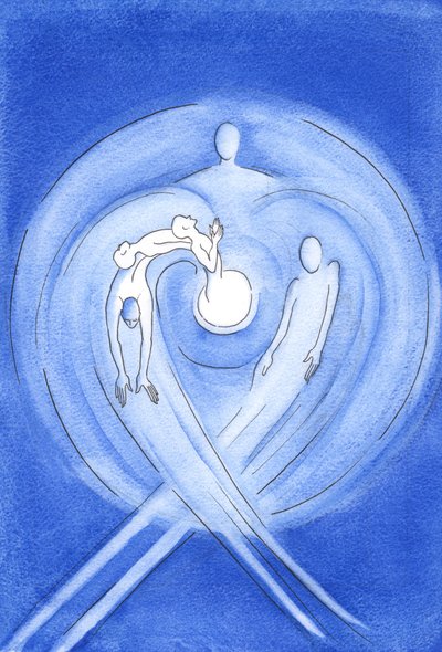 永遠に、マリアから生まれた神の子は、2002年の聖霊の力で、父の心の白熱した愛から湧き出ます（紙にw - c） 作： Elizabeth Wang
