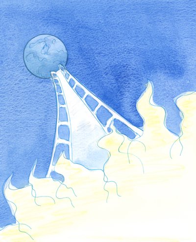 天国の栄光から、神はキリストを通して地球への架け橋を作りました。それにより、神を信じてバプテスマを受けたすべての人が、2003年に天国に到達するという確かな希望を持つことができます（紙にw - c） 作： Elizabeth Wang