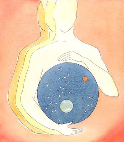 神の心から、存在するすべてのものが生まれました、2003年（紙にw - c） 作： Elizabeth Wang
