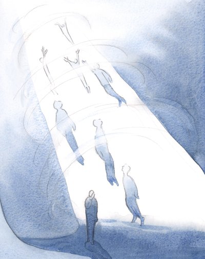 神は死後、栄光の輝きに耐えることができる人々を彼の至福に引き込みますが、まだ恥によって消費されている人々は下で待ちます。 作： Elizabeth Wang