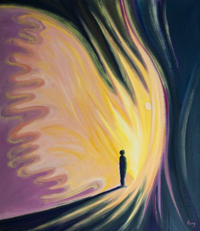 神は彼が愛情を込めて作成する各人に守護天使を与えます、2000年（船上の油） 作： Elizabeth Wang