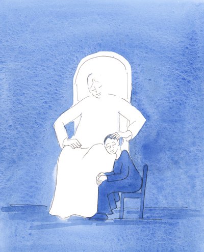 父なる神は、私が許され、喜び、慈善の絆で神に非常に近いとき、私が彼の足元に、沈黙と平和で座っているように、彼が私の髪を撫でているように、祈りの中で私に示しました。、2004 （w - 作： Elizabeth Wang