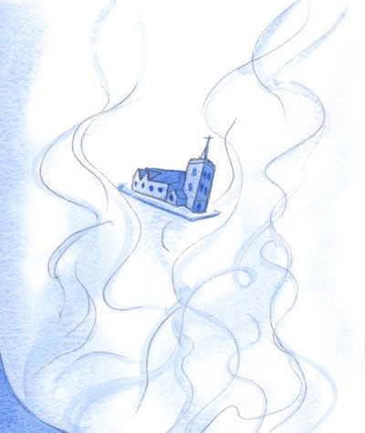 神の聖さはとても素晴らしいので、一度に私たちの教会を満たしますが、建物全体を目に見えない光と火の中に保ちます、2002年（紙にw - c） 作： Elizabeth Wang