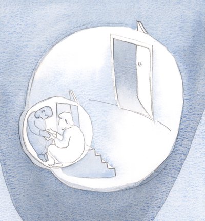 彼は私の心の最も奥の部屋に登り、交際して静かに座り、私の手を握った。、2001年（紙にw - c） 作： Elizabeth Wang