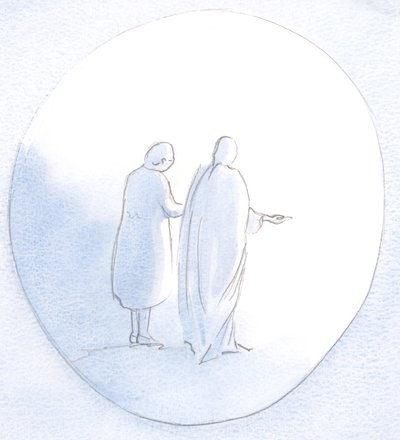 彼は私のそばにいて、私が手を伸ばして他の人を助け、慰めるために手を伸ばしていました。、2001年（紙にw - c） 作： Elizabeth Wang