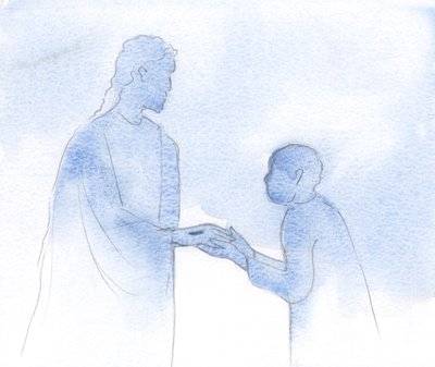 彼の手を握って、彼と並んで、私は彼の負傷した手を握って、生きていることと去ったことを嘆願しなければなりません、2000年（紙にw - c） 作： Elizabeth Wang