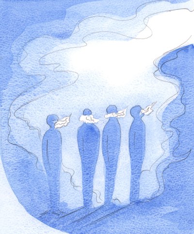 最も聖霊の賜物はどれほど栄光であるか：ちらつき、雄弁な炎の舌は彼の大火からの火花に過ぎない。、2001年（紙にw - c） 作： Elizabeth Wang