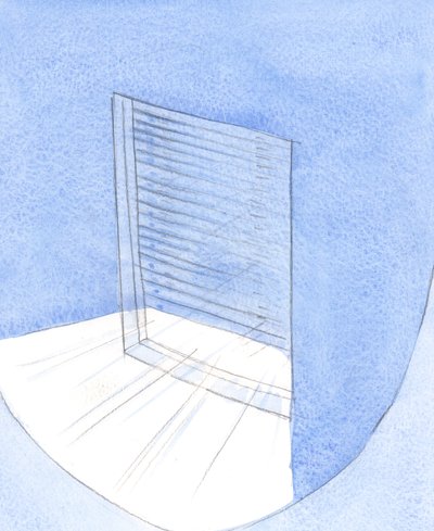 どんなに明るく磨かれたとしても、私たちの魂の「窓」かもしれません。シャッターを半分閉めたままにすると、私たちの光である神をシャットアウトします。、2001年（紙にw - c） 作： Elizabeth Wang