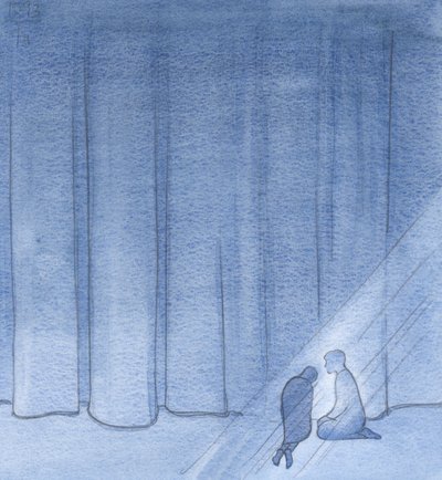 私は、暗闇の中で、ベールのこちら側でのキリストの静かな交友によって助けられ、落ち着きました。、2001年（紙にw - c） 作： Elizabeth Wang