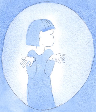 私たちが祈りの中で神に立ち返り、贈り物を求めているが、神の意志を行うことに消極的である場合、私たちは手を差し伸べるが目をそらす子供のようです、2002年（紙にw - c） 作： Elizabeth Wang