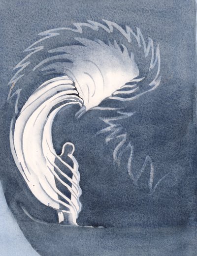 聖体拝領では、キリストの臨在が私たちをマントのように包み込み、天の恵みで私たちを暖め、私たちを慰めます、2000年（紙にw - c） 作： Elizabeth Wang